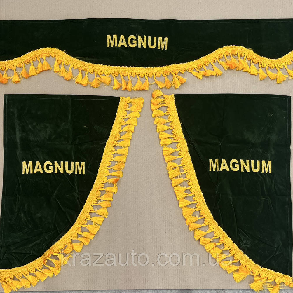 Комплект штор Magnum зелені (ламбрекен лобового та куточки бічного скла) LUXURY, фото 1