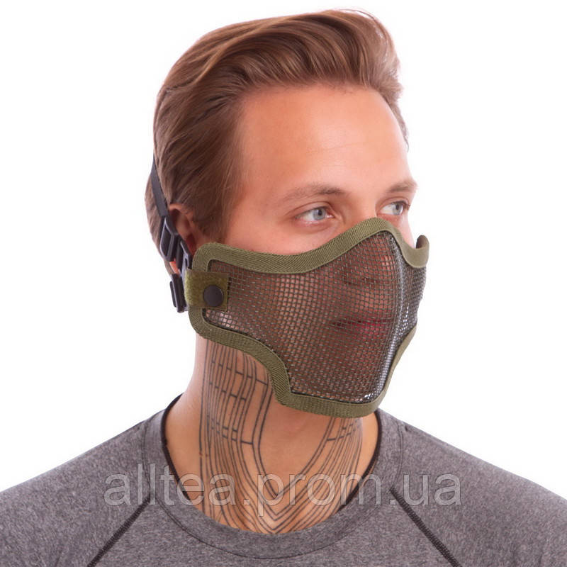 Защитная маска пол-лица из стальной сетки SILVER KNIGHT CM01 цвет оливковый at - фото 8 - id-p2181638512