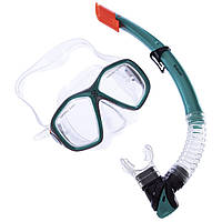 Набір для плавання маска з трубкою Zelart M276-SN120-PVC колір бірюзовий-сірий-прозорий at