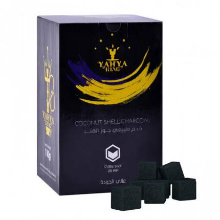 Кокосове вугілля Yahya KING - 1 кг, 72 кубики в коробці (Ях'я Кінг), фото 1