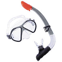 Набор для плавания маска c трубкой LEGEND M293P-SN110-PVC цвет черный-серый-прозрачный at