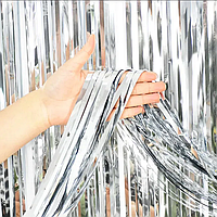 Шторка завіса з фольги для фото зон срібна 1х3 метра