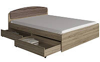Двоспальне ліжко Еверест Асторія з двома ящиками 160х200 см сонома + трюфель (DTM-2489)