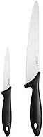 Fiskars Набор ножей для шеф-повара Essential, 2шт, нержавеющая сталь, пластик, черный Купи И Tochka