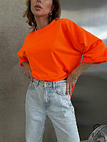 Яркая летняя однотонная женская футболка оверсайз оранжевая, Женские футболки и майки