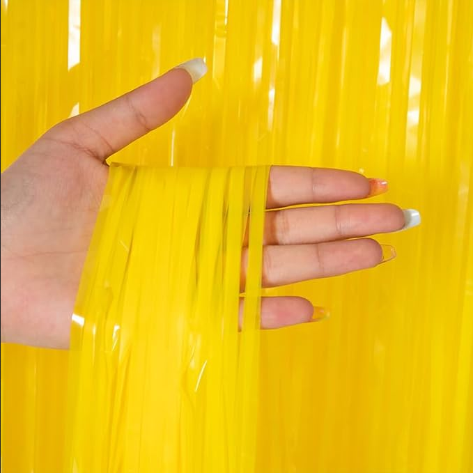 Шторка завіса із фольги для фото зон макарун жовтий 1х2 метри
