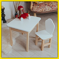 Детский стол со стульчиком деревянный для рисования, комплект деревянной детской мебели для занятий и обучения