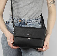 Женская черная сумка кросс-боди David Jones компактная небольшая сумка на 2 отделения городская сумка эко-кожа