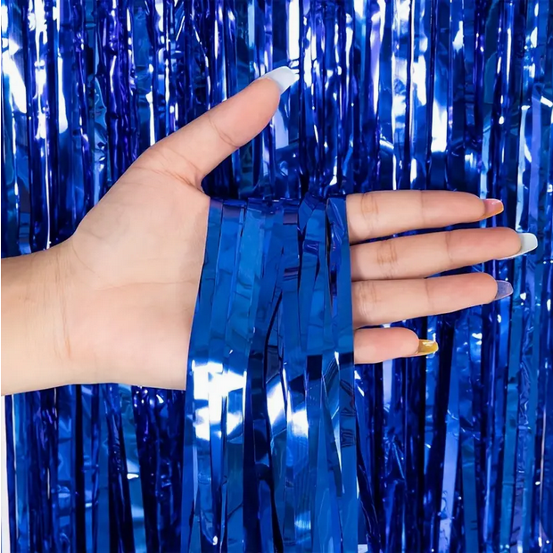 Шторка завіса з фольги для фото зон синя 1х2 метра