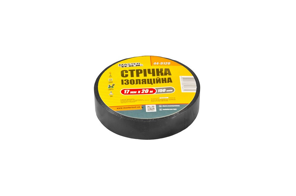 Стрічка ізоляційна 0.15мм 17мм 20м 10шт чорна Mastertool 44-9120