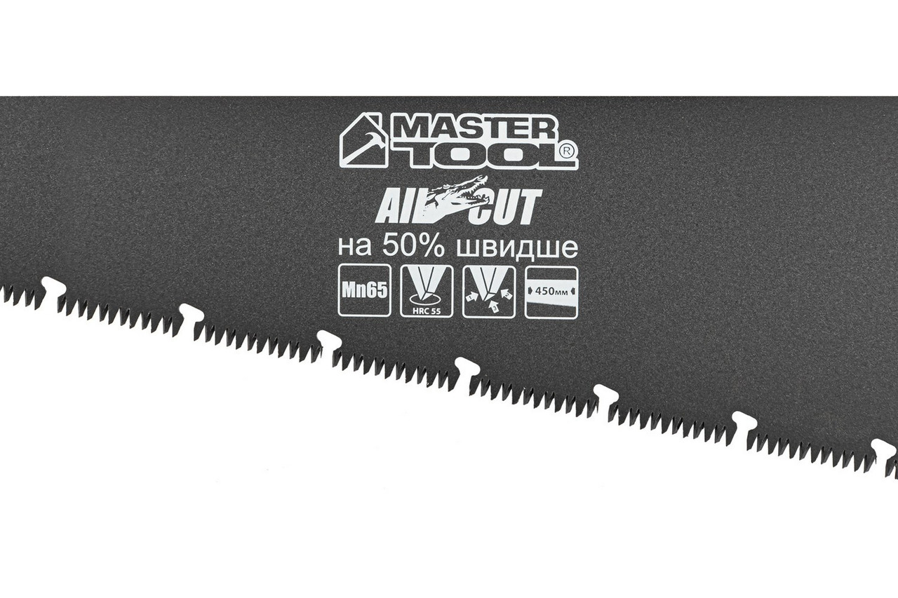 Ножовка столярная black alligator 450мм 9tpi max cut каленый зуб 3-d заточка тефлоновое покрытие Mastertool - фото 2 - id-p1658021142