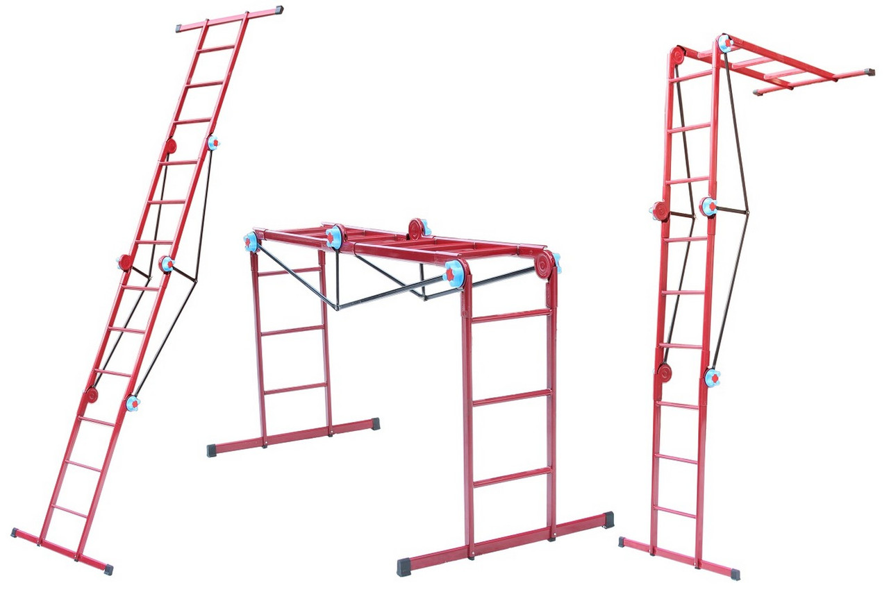 Драбина-трансформер металева ГОСПОДАР 3х4 сходинки 1035-1650-3700мм max 150 кг 79-1023 |Лестница-трансформер металлическая, фото 1