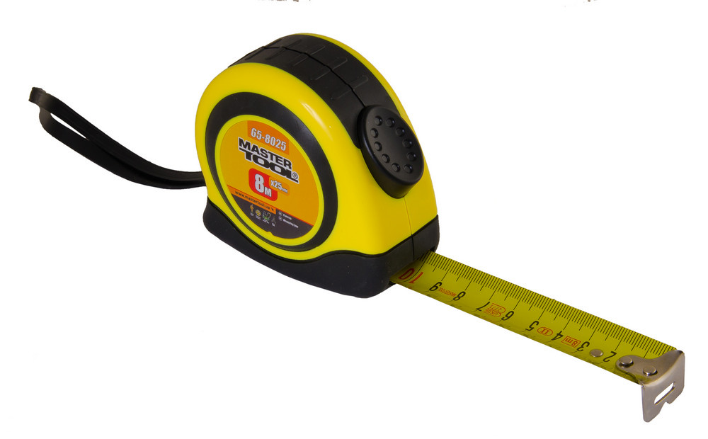 Рулетка з фіксатором 8м 25мм Mastertool 65-8025