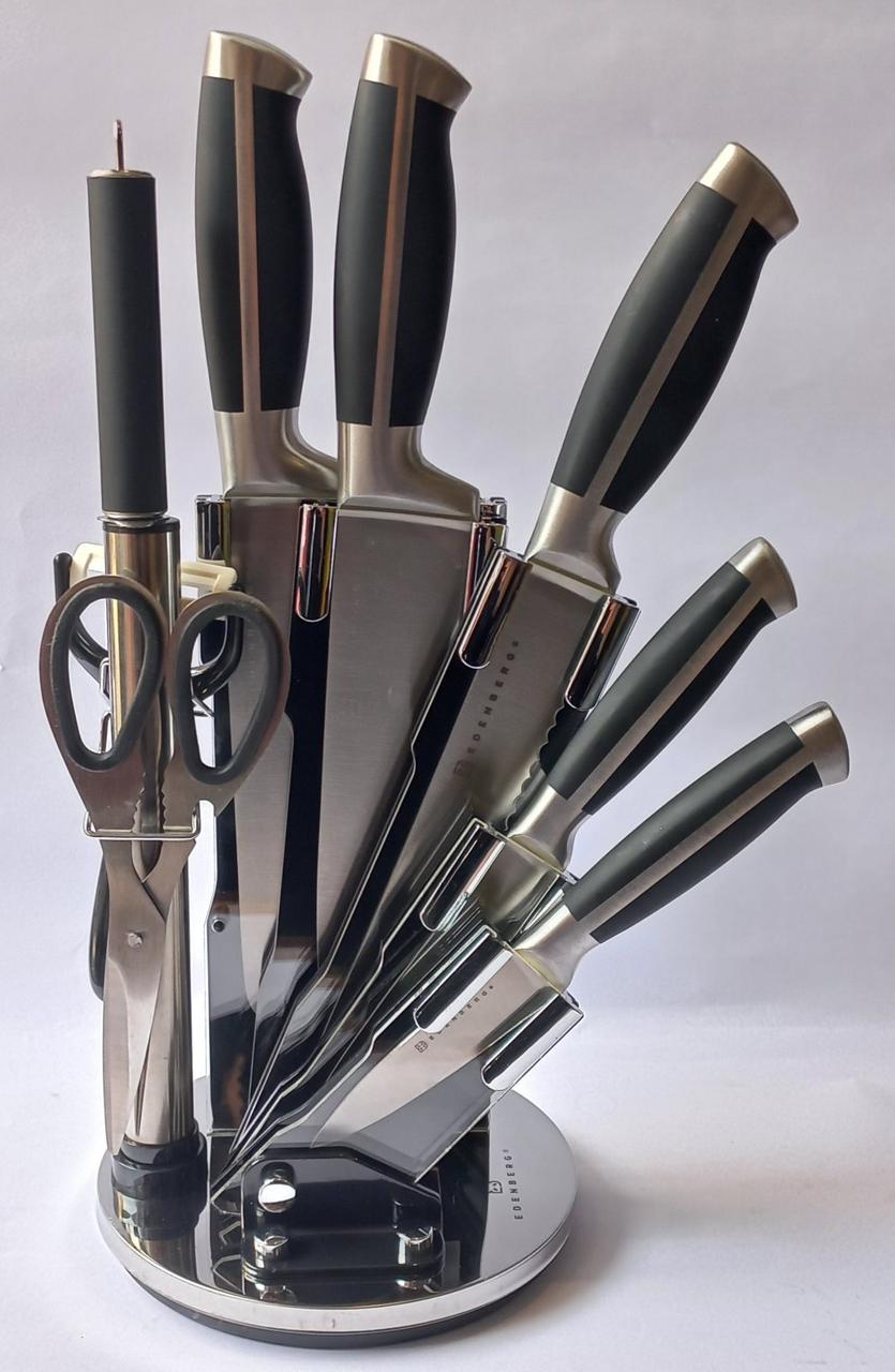 Набір кухонних ножів на крутяшій підставці з 9 предметів Edenberg EB-3611