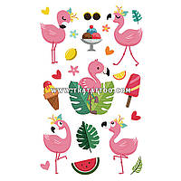 Набор летних временных тату Фламинго