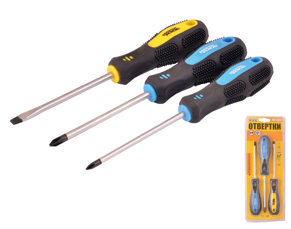 Набір викруток 3шт (ph1х100/2х100/sl5х100 мм) Mastertool 40-1504