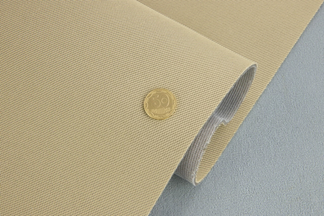 Автотканина стельова бежева Koper Beige, на поролоні та сітці, товщ. 2,8мм шир. 180см, Польща