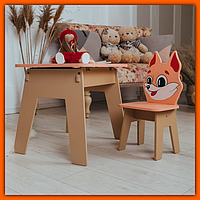 Столик детский дошкольный для творчества с нишей, детский набор мебели стол стул для малыша и его творчества Оранжевый