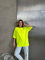 Яркая летняя однотонная женская футболка оверсайз желтая, женские футболки и майки