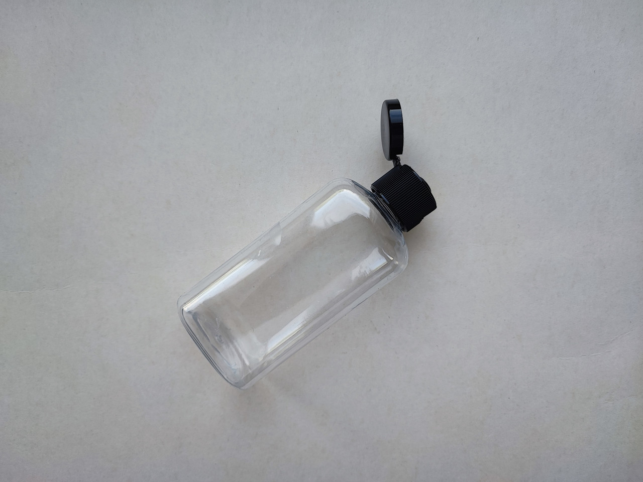 100 - 112 мл ПЕТ флакон Блок прозорий з кришкою чорною фліп-топ 20 мм, пляшка, ємність, пластиковий, пластмасовий