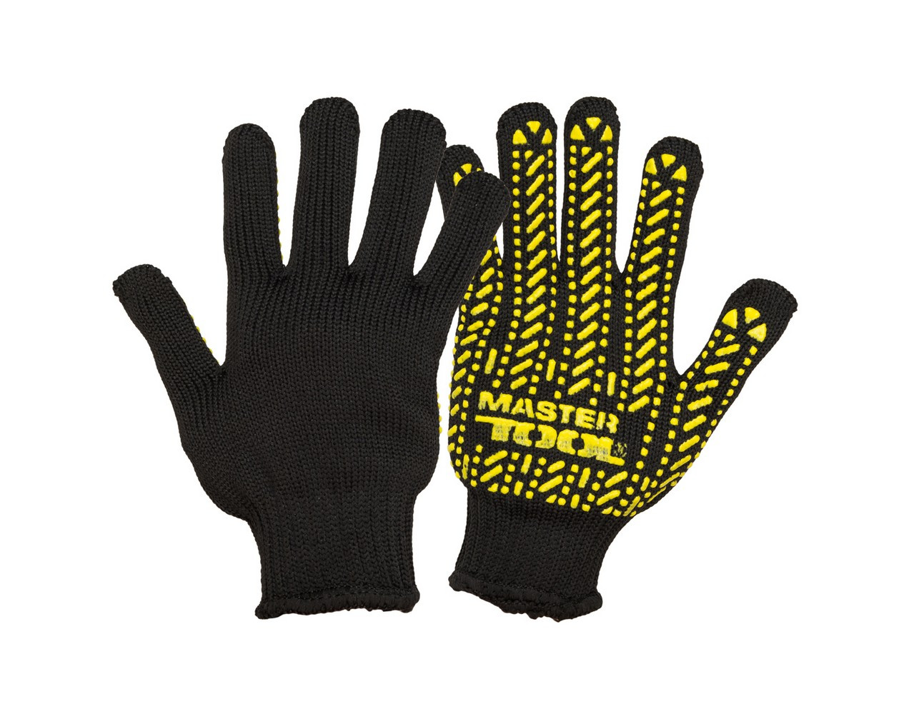 Рукавички трикотажні master з пвх-малюнком 60% бавовна/40% поліестер 7 клас 3 нитки 90 гр чорно-жовті Mastertool 83-0327, фото 1