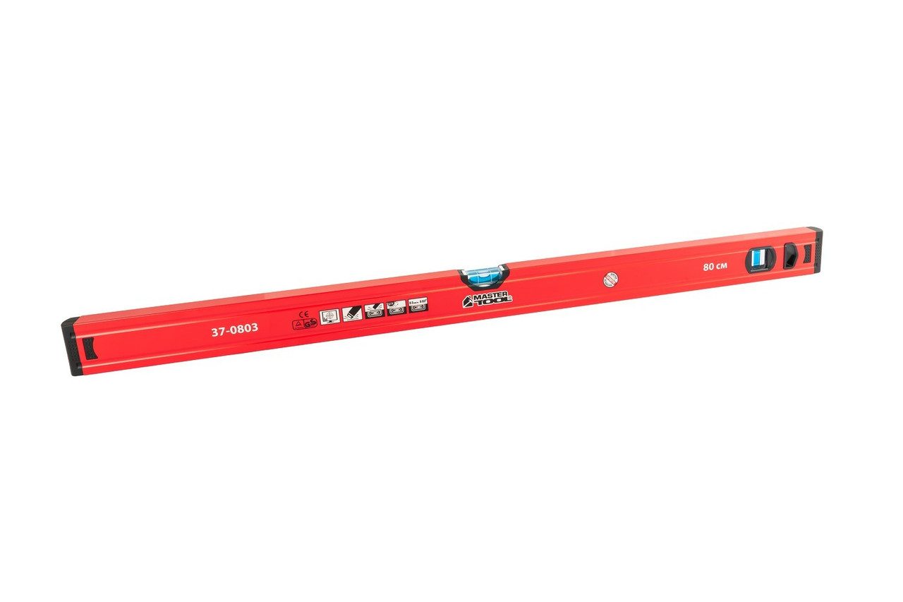 Рівень 80см 2 капсули 0.5 мм/м фрезерована поверхня Mastertool 37-0803