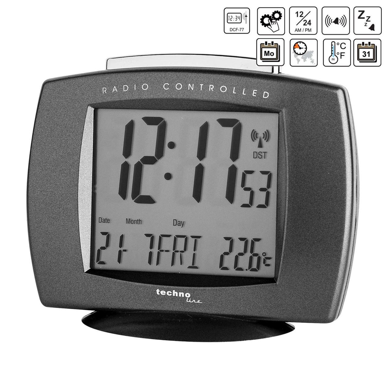 Цифровий настільний годинник з будильником Technoline WT189 (Anthracite)