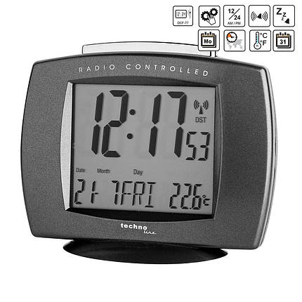 Цифровий настільний годинник з будильником Technoline WT189 (Anthracite), фото 1