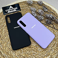 Чехол Silicone Case для Samsung A70 (А705) с микрофиброй закрытый низ противоударный силиконовый Люкс