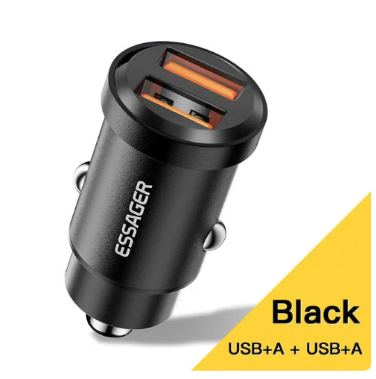 Автомобільний зарядний пристрій ESSAGER 2хUSB 30W QC
