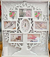 Рамка колаж на 7 фото з годинником, фоторамка Сімейне дерево