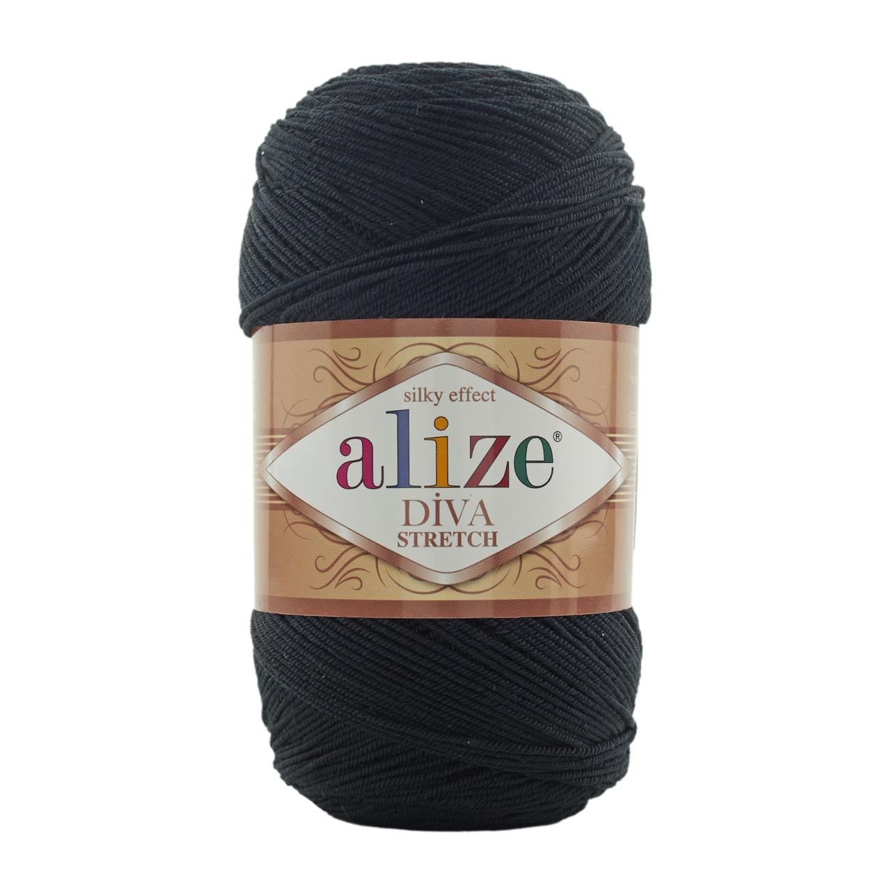 Пряжа Alize Diva Stretch 60 чорний