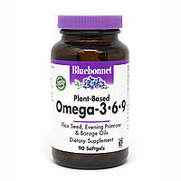 Жирные кислоты Bluebonnet Omega 3-6-9 Plant-Based 1000 mg, 90 капсул CN3985 SP