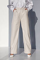 Кожаные женские брюки палаццо цвет серый, р 44, 46, 48