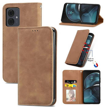 Чохол-книжка Skin Feel Leather Wallet для Motorola G14 Brown