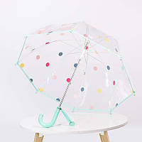 Дитяча парасолька RST RST066 Горошок Aquamarine. Механічна парасолька тростина для дитини