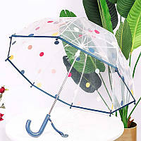 Детский зонт RST RST066 Горошек Dark Blue. Механический зонтик трость для ребенка