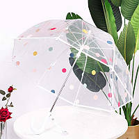 Детский зонт RST RST066 Горошек White. Механический зонтик трость для ребенка