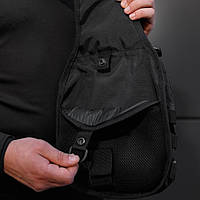 Армейская сумка через плечо / Нагрудная сумка мужская тактическая черная / NU-236 Боевой рюкзак