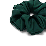 Гумка для волосся з шовкової тканини смарагдова Handmade 8 см, фото 3