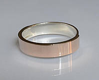 Серебряное обручальное кольцо с золотыми напайками, серебро 925, золото 375 пробы