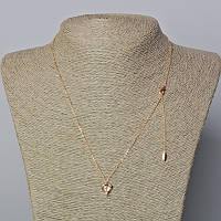 Ланцюжок Xuping Позолота 18К s-1мм з підвіскою "Серце" з білим кристалом d-10,5х10мм+- L-46-51см+- купити біжутерію дешево оптом в