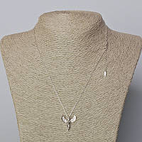 Ланцюжок Xuping Родій s-1мм з підвіскою "Ангел" з білими стразами d-21х20,5мм+- L-45-48см+- купити біжутерію дешево оптом в