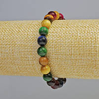 Браслет Котяче Око асорті натуральний камінь гладка кулька d-8,5мм+- (стрейч) L-18см+- купити біжутерію гуртом