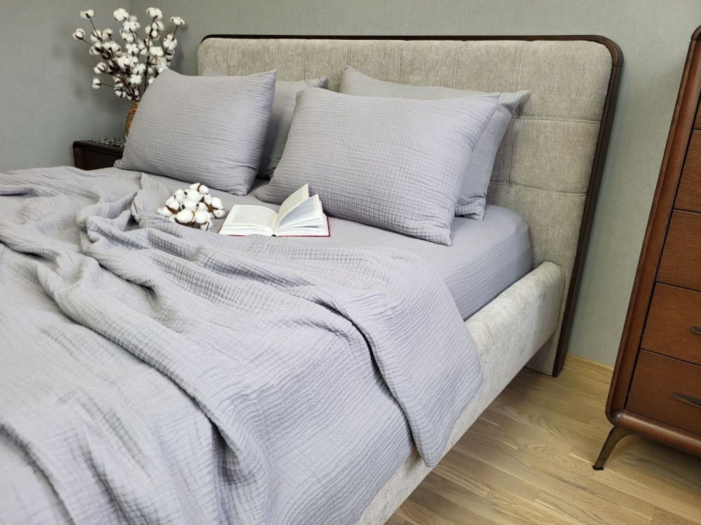 Комплект постільної білизни муслін Smoke grey, фото 1