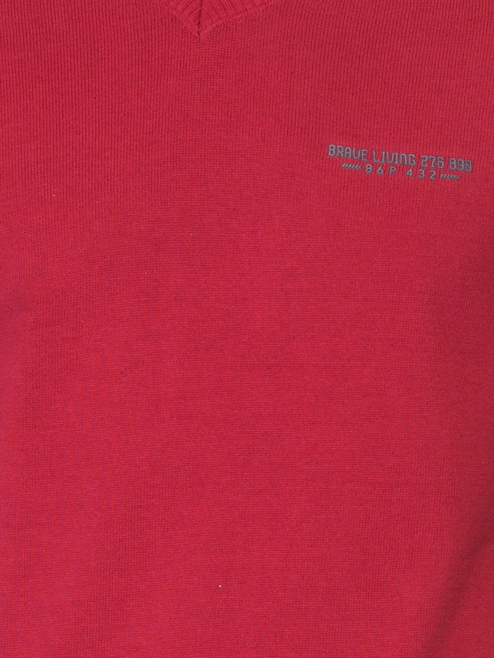 Мужской красный свитер LC Waikiki с надписью и V-образным вырезом - фото 4 - id-p404305903