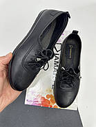 Мокасини жіночі Aras Shoes 408-black  шкіряні чорні на низькому ходу 37, фото 7
