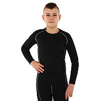 Комплект компрессионный подростковый футболка лонгслив и штаны LIDONG J02-J02KT размер 3xs цвет черный-серый
