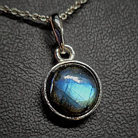 Кулон серебряный с природным камнем полупрозрачным синим лабрадором, женский мужской