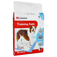 Одноразова пелюшка для цуценят Flamingo Training Pads Puppy L см 90х60 см 5 од Білий (5415245 ET, код: 7937304